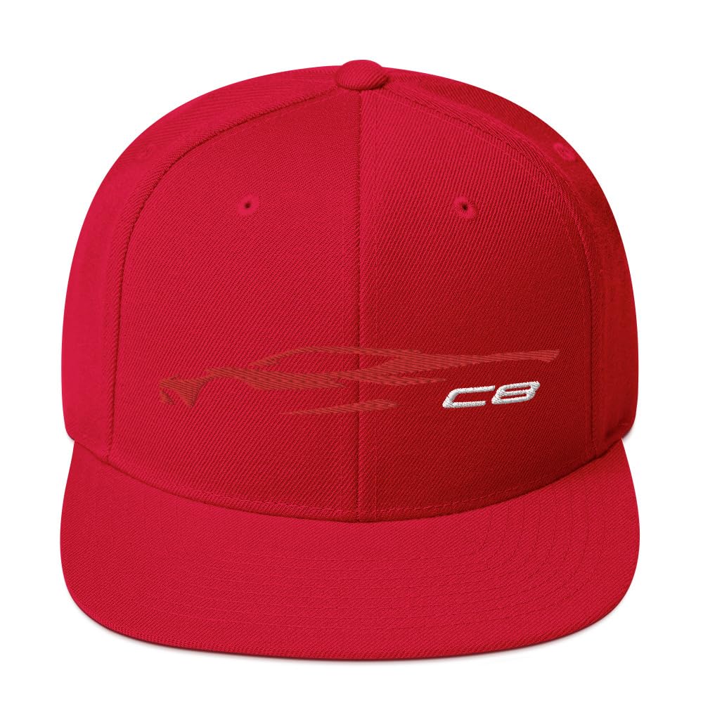 C8 zarys sylwetka latarka czerwona Vette Owner Snapback kapelusz
