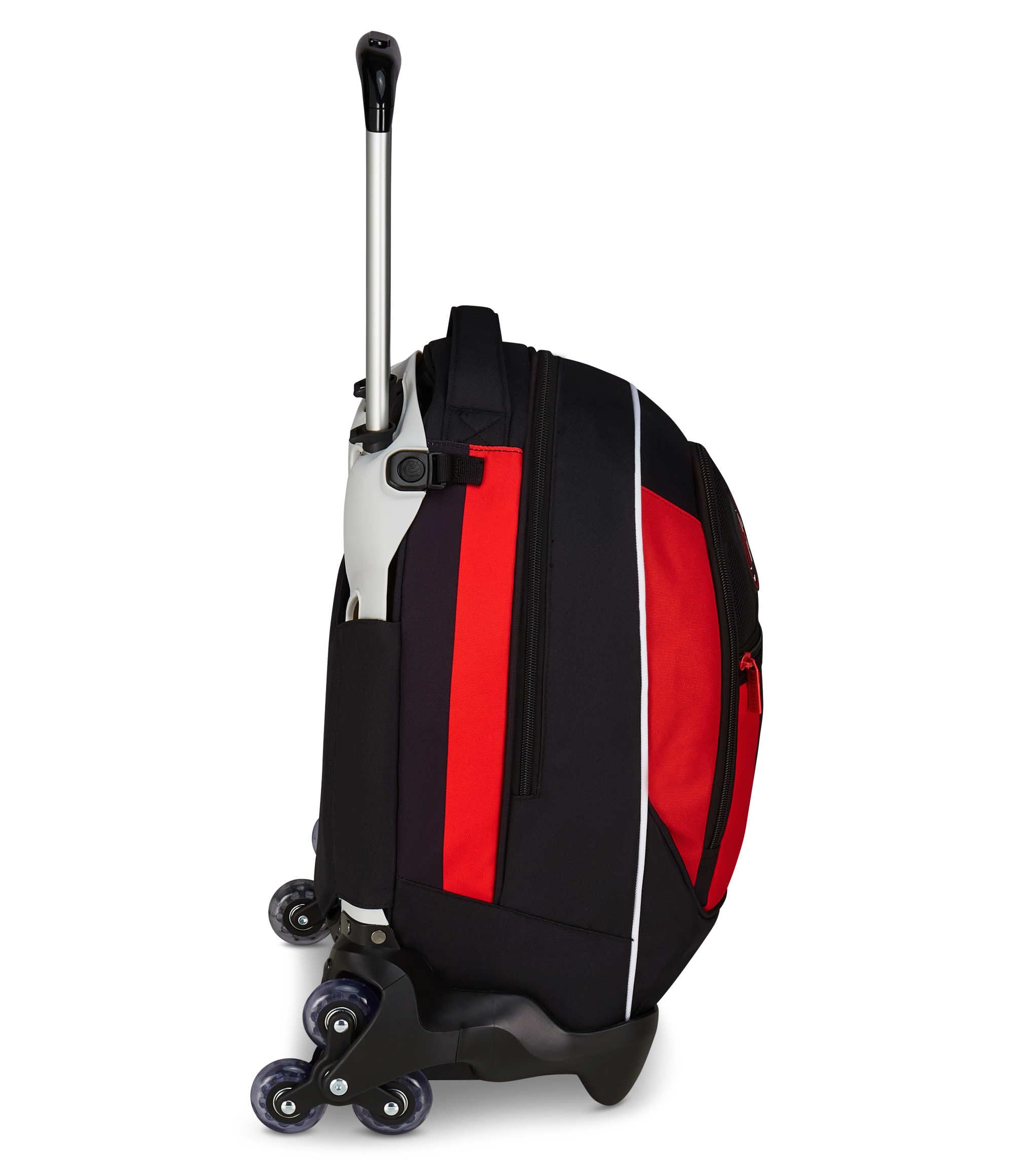 Seven Milan Trolley Scuola Jack 3 Ruote, Rosso Nero, Squadra Calcio, Zaino Con Carrello Sganciabile Da 33 Litri, Per Scuola Elementare e Media,Bambino