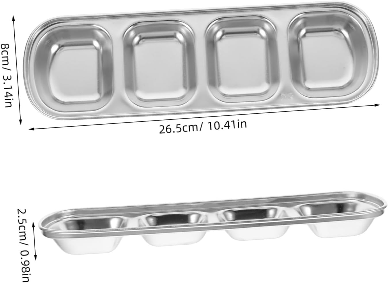 Divided Sauce Dish Four Grid Stainless Steel for Soy Sauce Vinegar