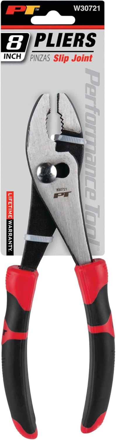 Performance Tool W30721 8-Inch Slip Joint Pliers,Red, Silver, Black