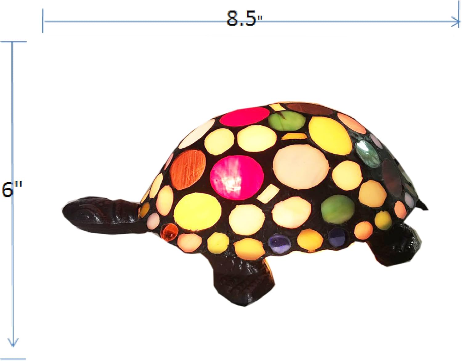 DUONAYU Colorful Turtle Small Table lamp Mediterranean Style Bedroom lamp Tiffany Colored Glass Turtle Table lamp Bedroom Living Room Study Children's Room Lighting Decoration Bedside lamp