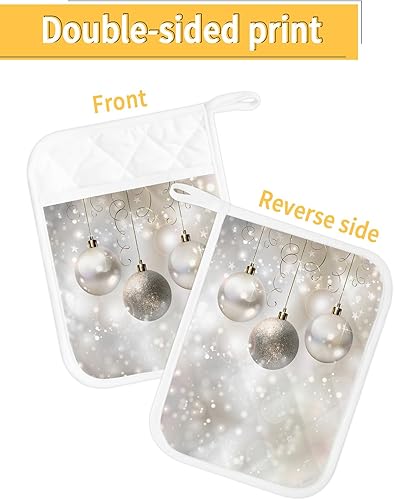 Miniatura 2 de Juego de 2 ollas de Navidad para cocina, antideslizantes y aislantes de calor, juego de agarraderas de tela de toalla con bolsillo, guantes gruesos