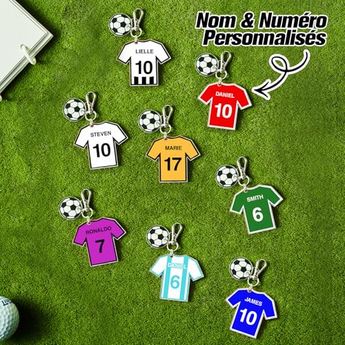 SOUFEEL Porte Clef Personnalisable avec Nom Porte Clé de Football Personnalisé pour Fan de Sport Porte-clés Personnalisables en Acrylique Cadeau Personnalisés pour Homme et Femme – vue 2