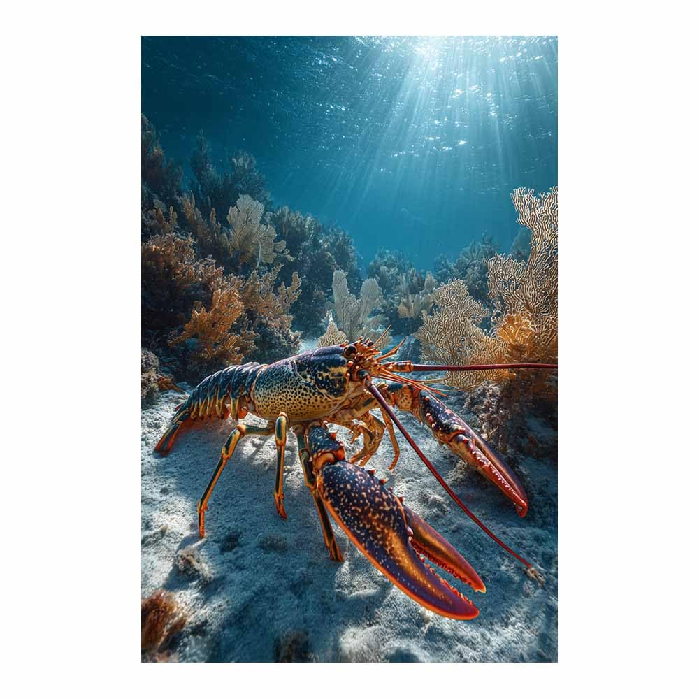 CUDAOO stampa su tela animali marini arte murale soggiorno stampa artistica Aragosta poster,immagini per camera da letto cucina ufficio(arancione)-70x100cm Non incorniciato
