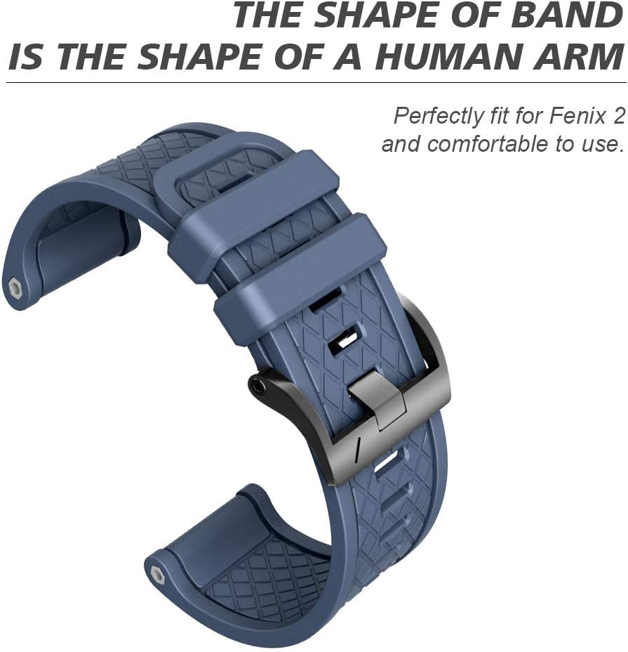 ANCOOL Compatible with Fenix 2 Bands Soft Silicone Watch Bands Replacement for Fenix 2 Smartwatch (Slate)