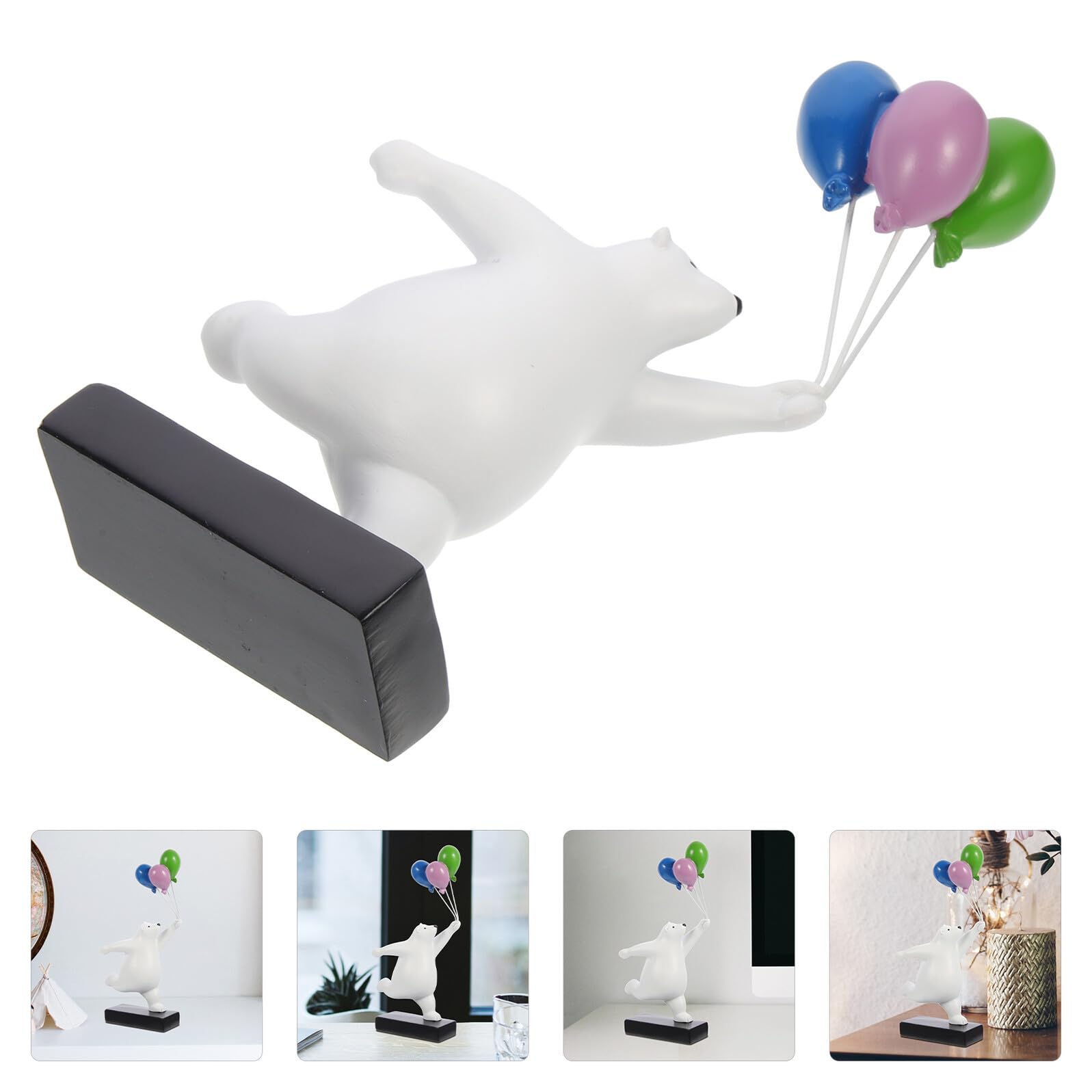 Ipetboom Statuetta Orso Palloncino in Resina Brillante, Scultura da Tavolo Decorativa per Casa e Ufficio, Figurina Animale Creativa per Arredamento Soggiorno e Camera