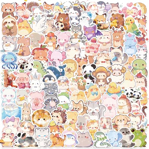 100PCS Cute Animal Stickers Holographic Animal Stickers for Kid Cute Sticker for Water Bottle Laptop Phone Girls Boys Classroom Reward for Students