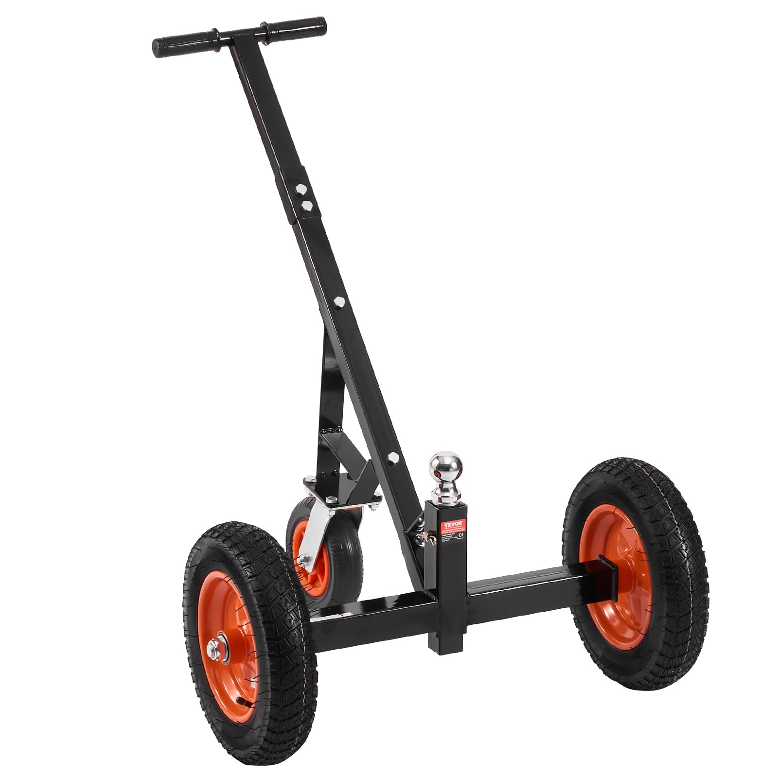 VEVOR Carrello per Rimorchio in Acciaio al Carbonio Regolabile in Altezza 42,5 cm a 56 cm, Sfera di Attacco e Pneumatici, Trasportatore Spostamento Rimorchi per Camper, Capacità 454 kg