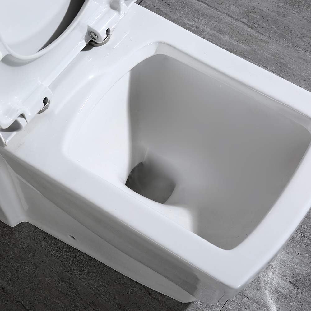 WOODBRIDGE Modern Square Design One Piece Dual Flush 1.28 GP Toilet, Chair Height with Soft Closing Seat,T-0020, White - 