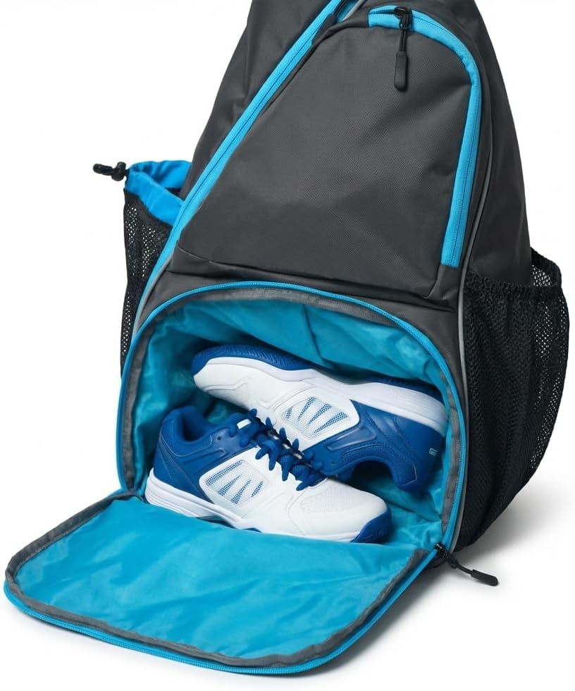 Pickleball Sling Bag with Shoe Compartment for Men Women, Professional 2-3 Paddle Backpack, Large Capacity Bag with 36oz Water Bottle Pocket & Fence Hook - Image 7