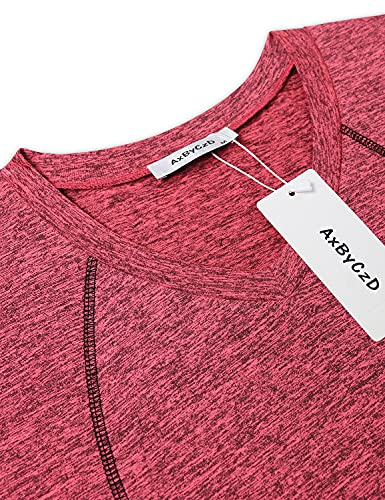 Axbyczd Activewear Tops For Women Yoga Exercise Short Sleeve Vneck Gym Shirts Sweat Wicking Cardio Tees Outdoor Recreation Cycling T-Shirts Pink X-Large thumb #3