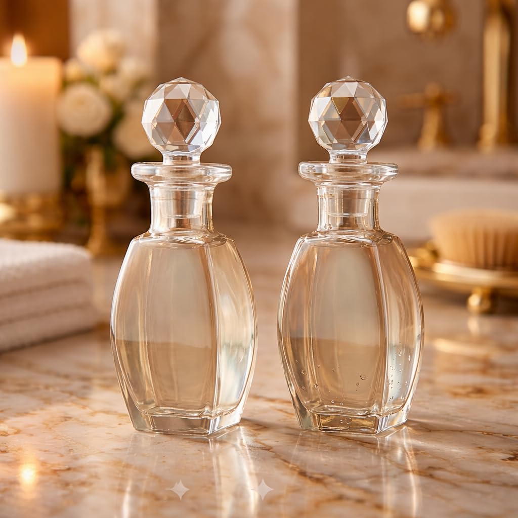 SHOBHANA ENTERPRISES 50ml Glass Bottle with stopper Cap for DIY Perfume, Attar, Essential Oils, Blends, Rose Water Pack of 02 pcs size 6 * 6 * 12-image-26