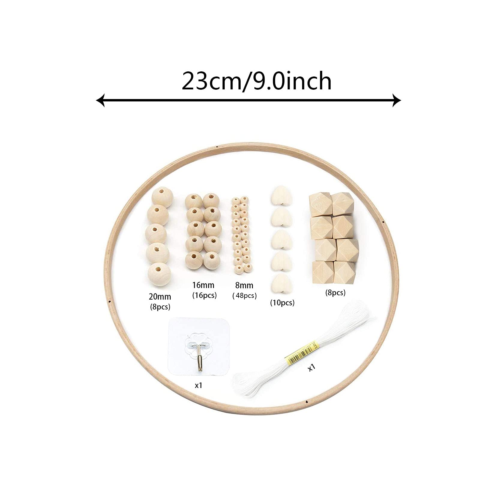 Seasboes Marco móvil de madera para bricolaje, marco móvil de madera, juego de campanilla de cama, kit de campana móvil para bebé, juguete hecho a mano, decoración del hogar, regalo para niños (área