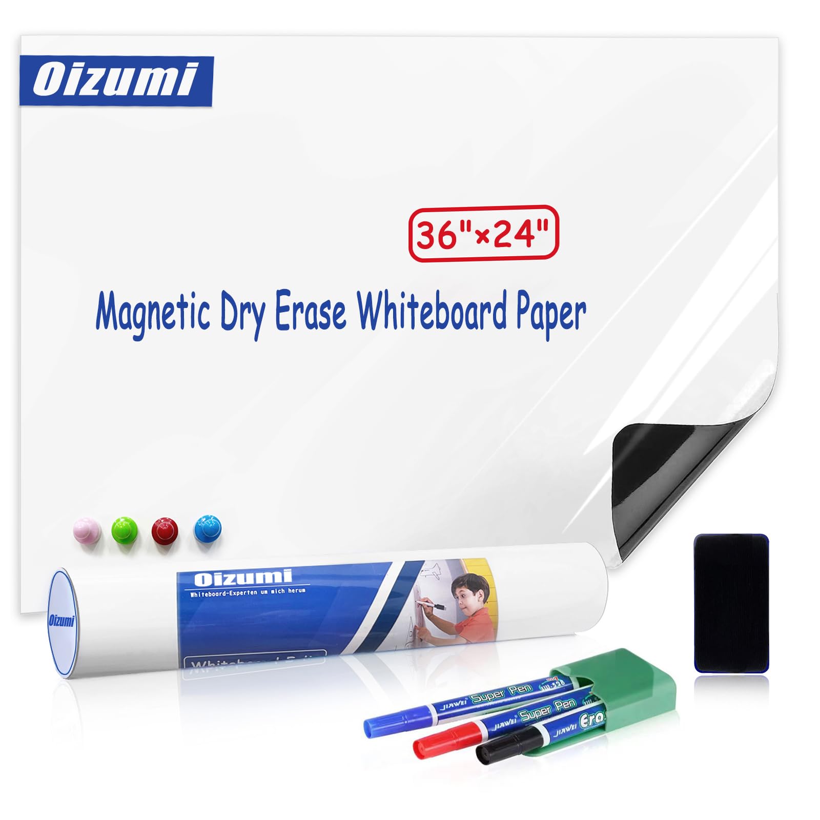 Magnetic Whiteboard Paper, 36''24'' Self Adhesive White Board for Wall,White Board Dry Erase Sticker for Home Office School,Great for Bulletin, to do List,Family Graffiti Wall