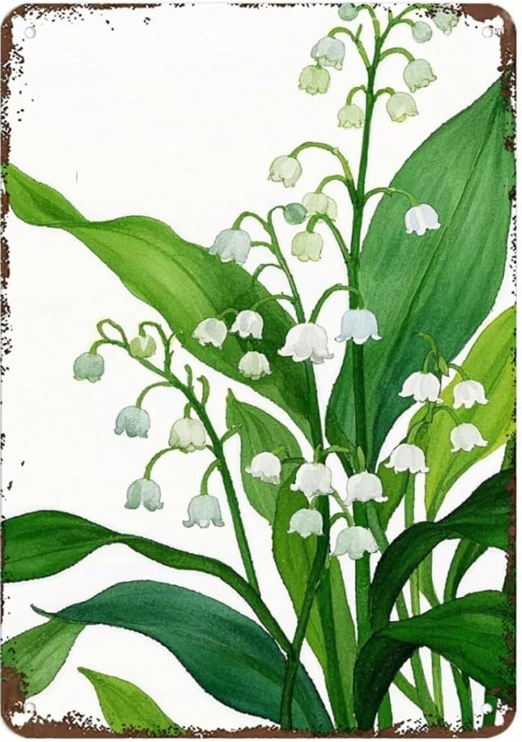 Lily Of The Valley Vintage Personalized Tin Sign Cafe Wall Decor Metal Signs Gifts for Friends Families and Holiday 8 x 12 Inch