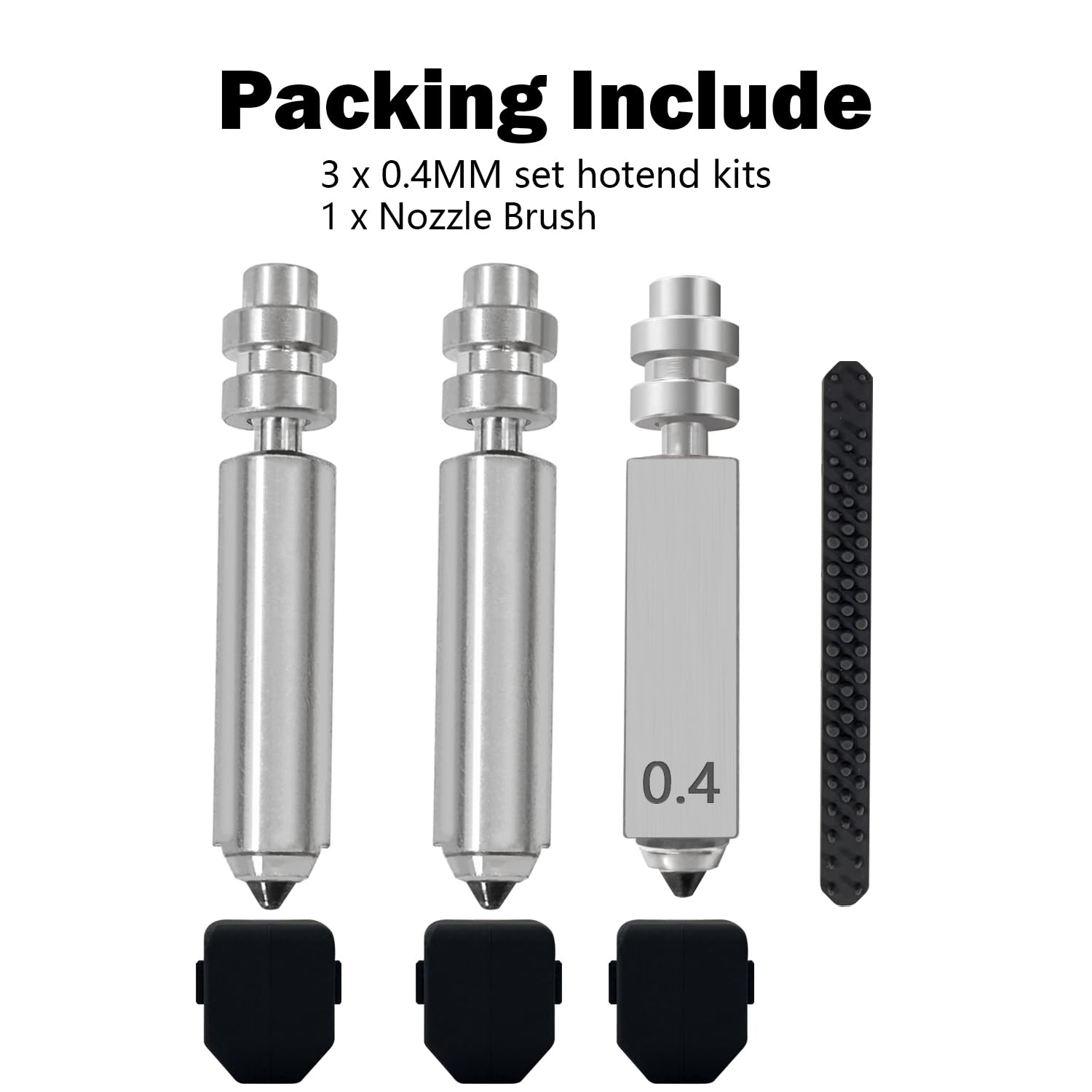 HzdaDeve Boquillas de acero endurecido integradas de 3 PK de 0,4 mm y cubierta de silicona 3PK para Kobra X Combo Quick-Swap High Flow High Speed Throat Tube Boquillas de cabezal de impresión Kit de