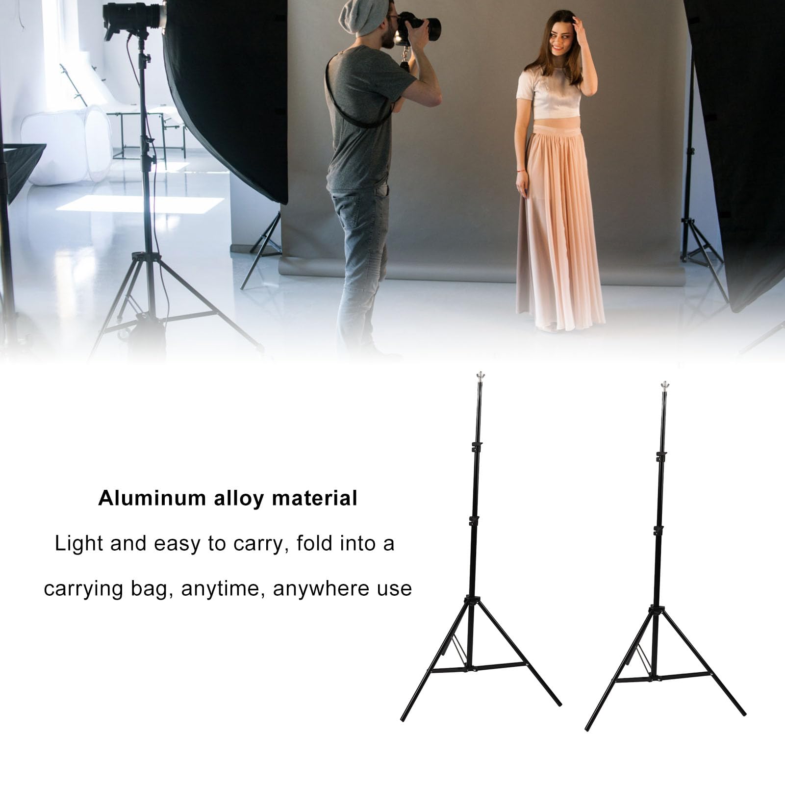 Hidyliu Kit de Soporte de Fondo Fotográfico Ajustable, Ligero de Aleación de Aluminio para Fotografía de Estudio Profesional, 2x3m