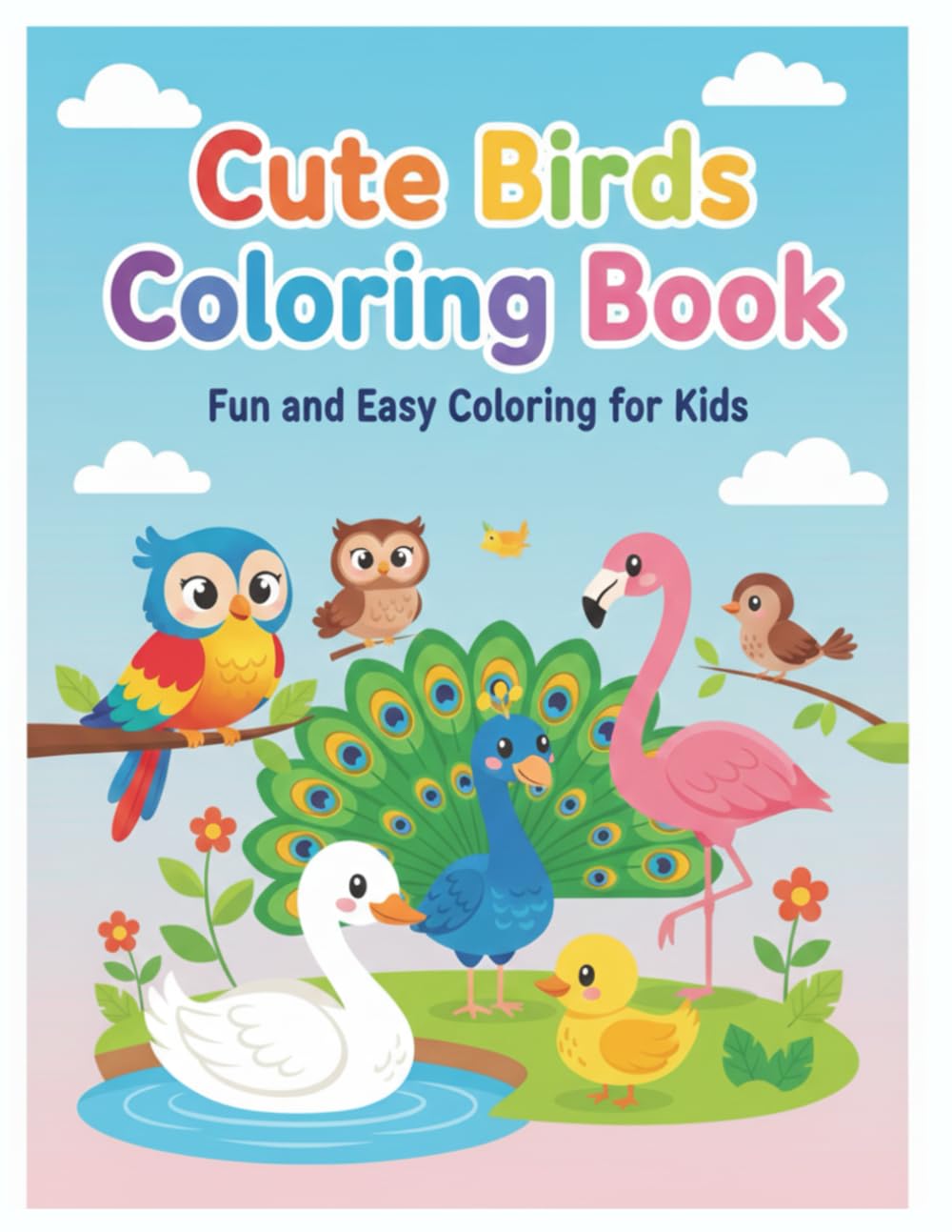 Cute Birds Coloring Book for Kids: Fun and Easy Bird Coloring Pages for Kids Ages 3–8