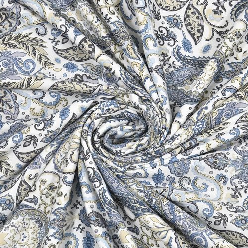 Image of Dohar Blanket Double Bed, Comforter Cotton, Quilt- Leafy Blue Grey