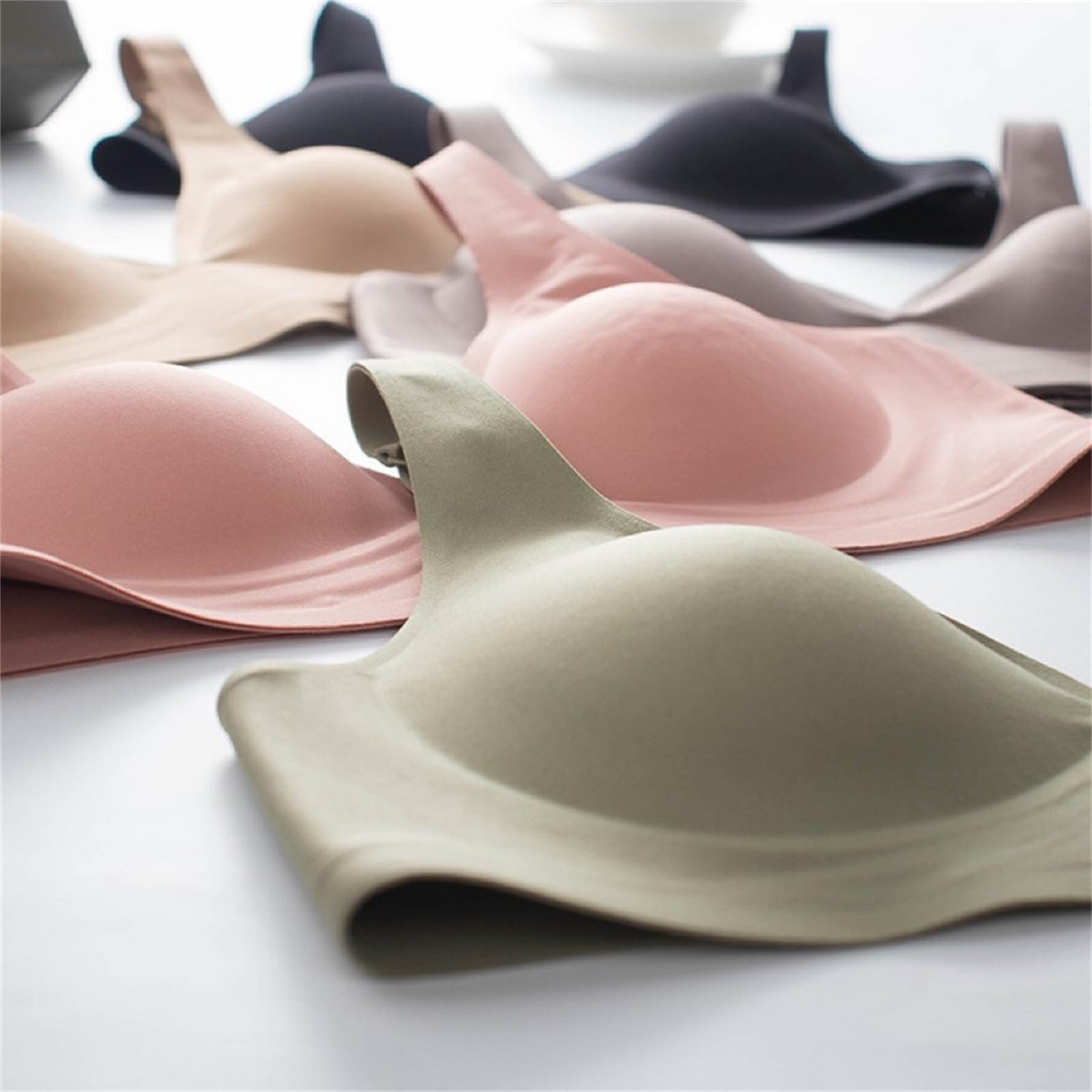 Sujetadores para mujer, sin costuras, sin costuras, escote en V profundo, sin aros, soporte suave, delgado, cómodo, espalda en U, lencería diaria