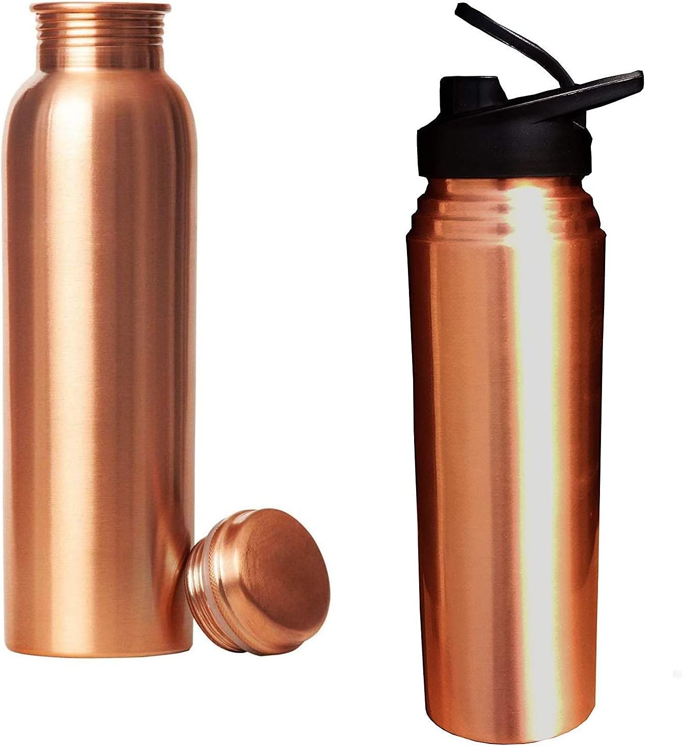 Rengvo Rudra Exports Copper Water Bottle | Sipper Water Bottle (1000 Ml) | Leak Proof, Non-Toxic & BPA Free Bottles (Set of 2)…