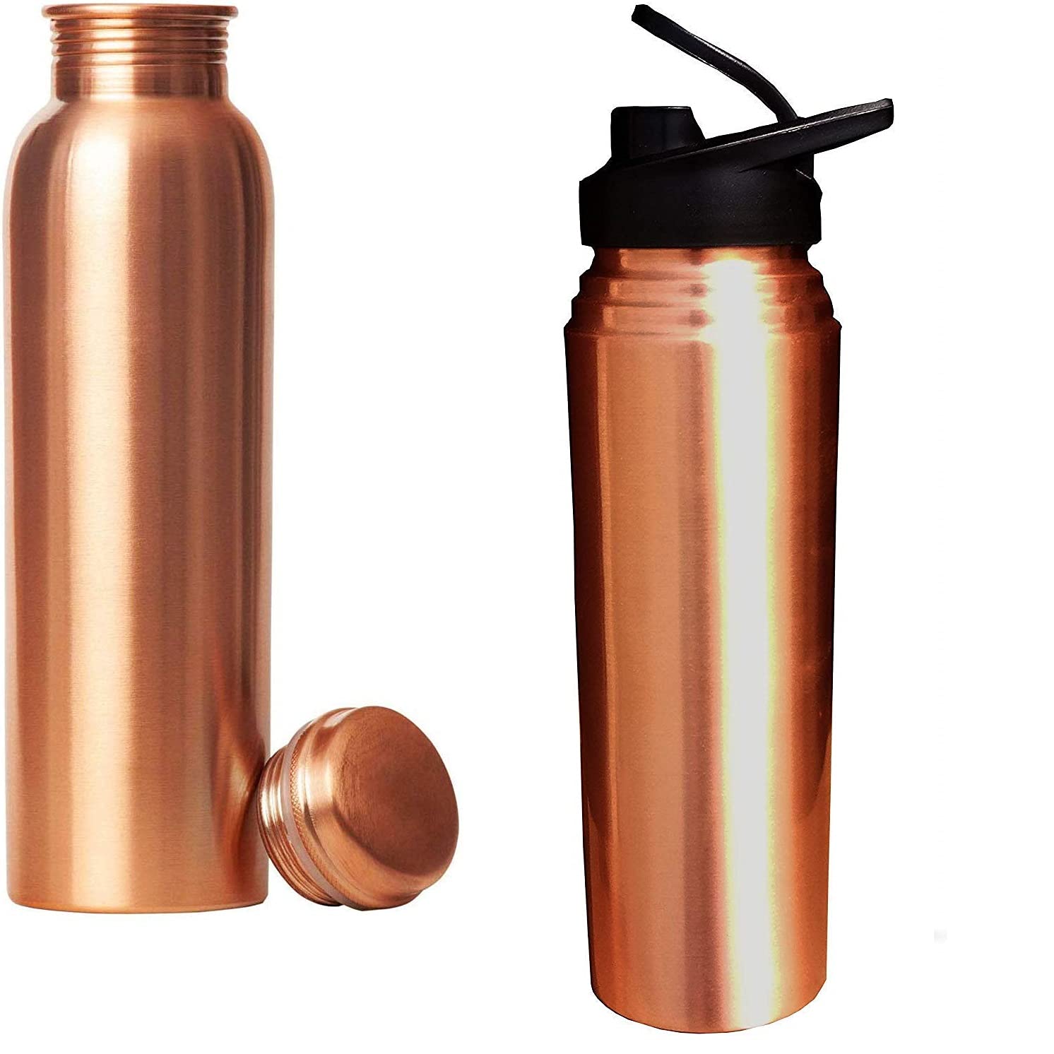 Rengvo Rudra Exports Copper Water Bottle | Sipper Water Bottle (1000 Ml) | Leak Proof, Non-Toxic & BPA Free Bottles (Set of 2)…