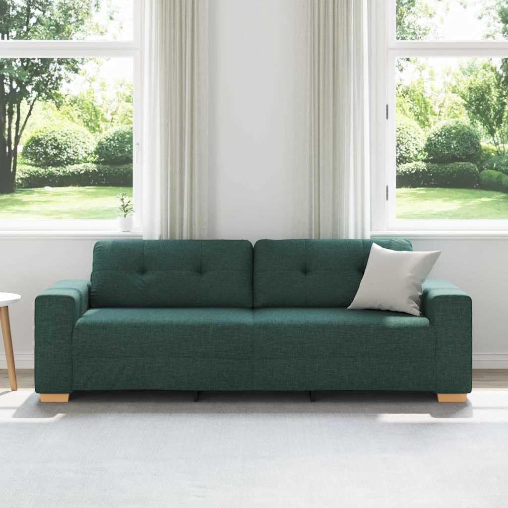 vidaXL 3-Sitzer-Sofa Dunkelgrün 220 cm Stoff | Perfekt zum Entspannen mit Freunden, Modernes Aussehen, das jeden Einrichtungsstil aufwertet,
