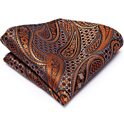 Dubulle Mens Retro Brown Tie Set Paisely Silk Tie And Pocket Square Set Necktie For Men #TOP4
