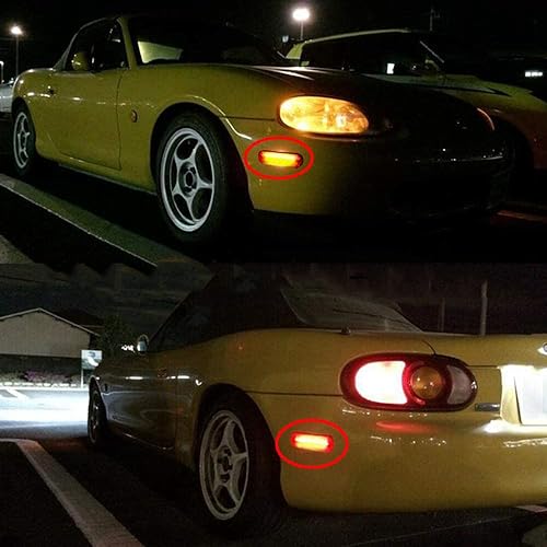 Miniatura 3 de Juego de 4 luces de marcador lateral rojo ámbar delanteras y traseras con lente ahumada, impermeables, para conductor y pasajero, aptas para Maz-da