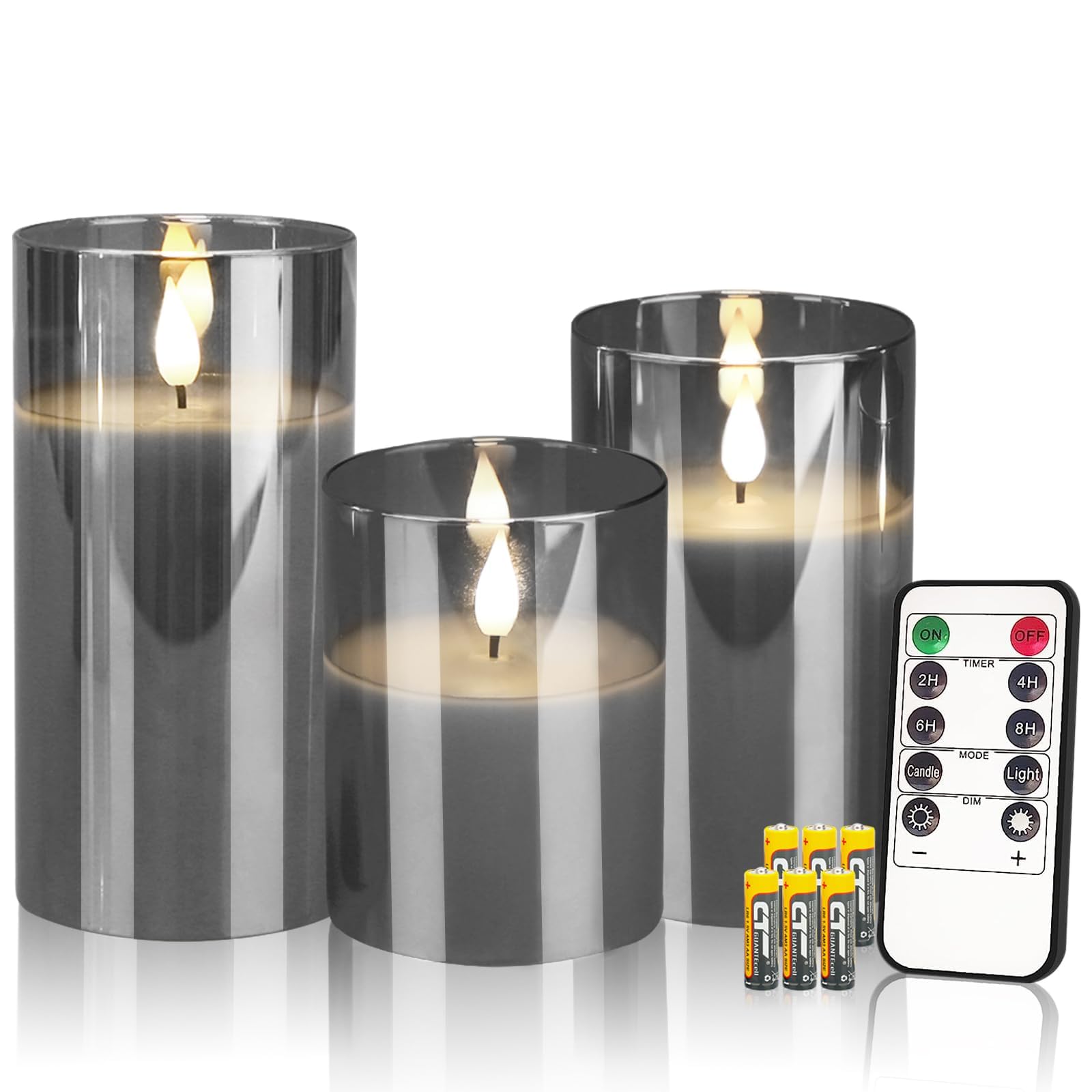 Velas Eléctricas y LED Sin llama Velas de Pilar Velas de Cera Set de Lámpara Velas Luces 3 Velas LED de 3D Efecto llama y un Control Remoto Decorativas Navidad