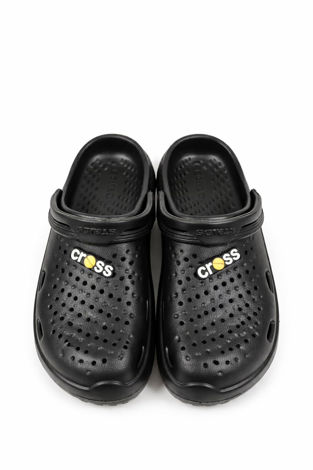 Clogs, Black, Slip-On Style, Perforated Design, Lightweight Casual Footwear with Tennis Ball Charm-image-30