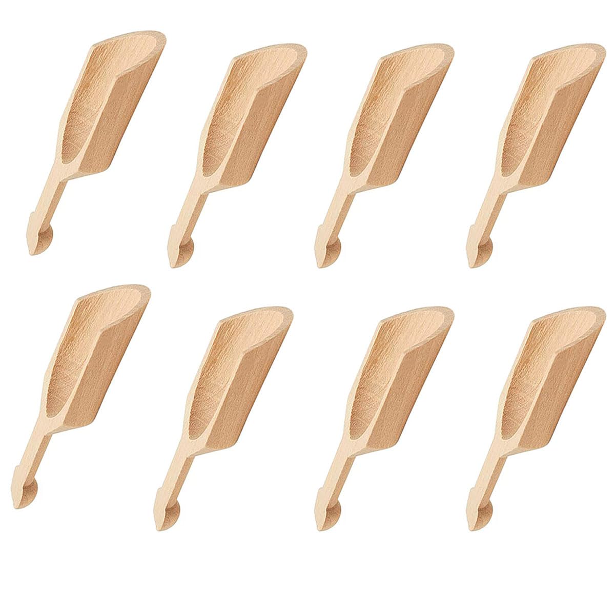 KYUQY Wooden Small Scoops for Canisters, Mini Wooden Scoops for Jars Measuring Scoops for Food Premium Black Walnut Wood Scoops for Bath Salts, tea scoop, Washing Powder spoon, Coffee spoon (8pcs)