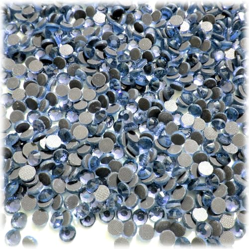 The Crafts Outlet 144-pc Iron On Heat induced Glue, Glass Rhinestones, 4mm (16ss) Small - Light Blue