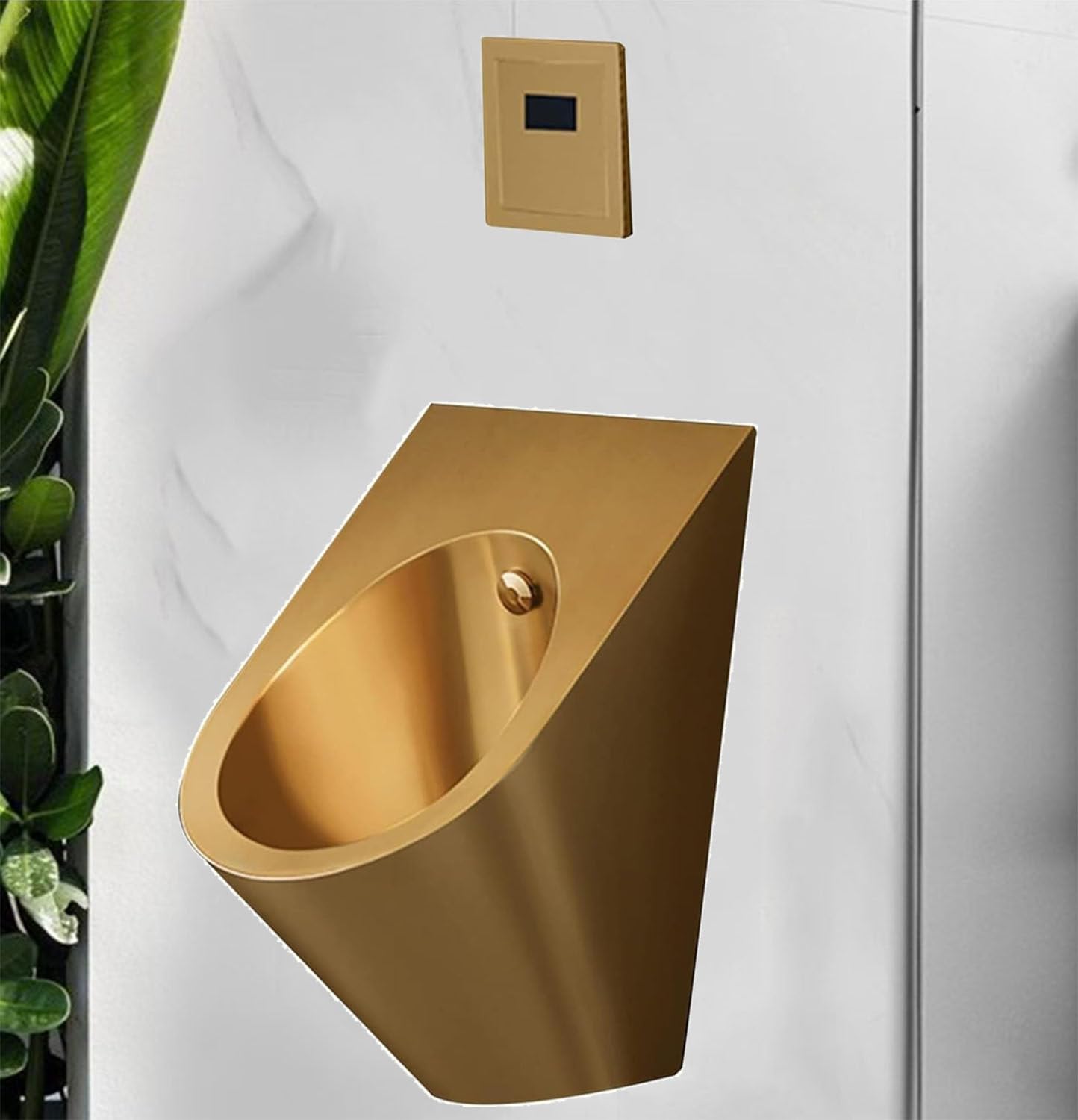 iumLeap Commercial Men's Bathroom Urinal,304 Stainless Steel Urinal,Flushing Urinals with Sensor and Drain Pipe,Induction Flusher Bar Urinals,for Bathrooms,Hotels (B)