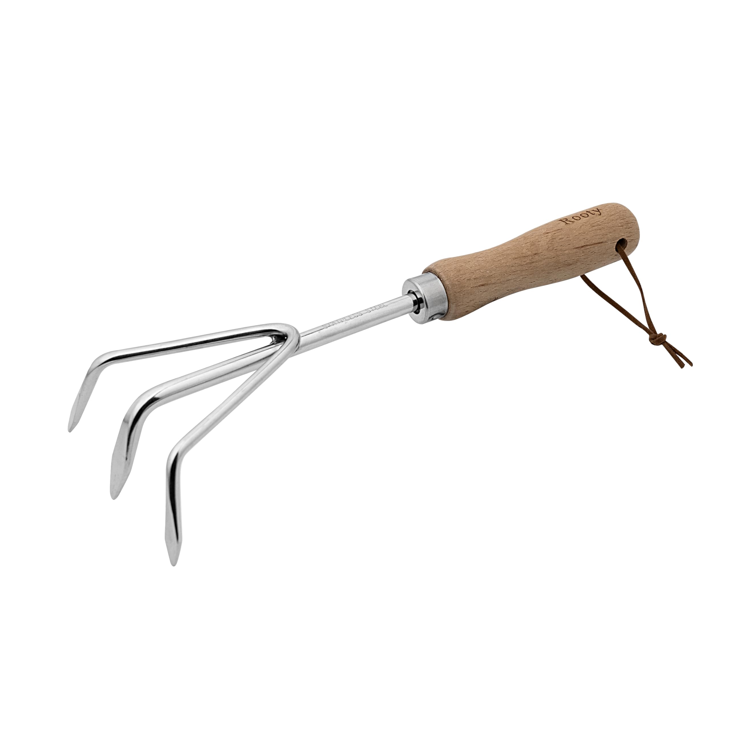 Rooty Hand Cultivator with Stainless Steel, Wooden Handle,Easy for Garden Weeding Cultivating,Soil Loosening/Rust Resisitant