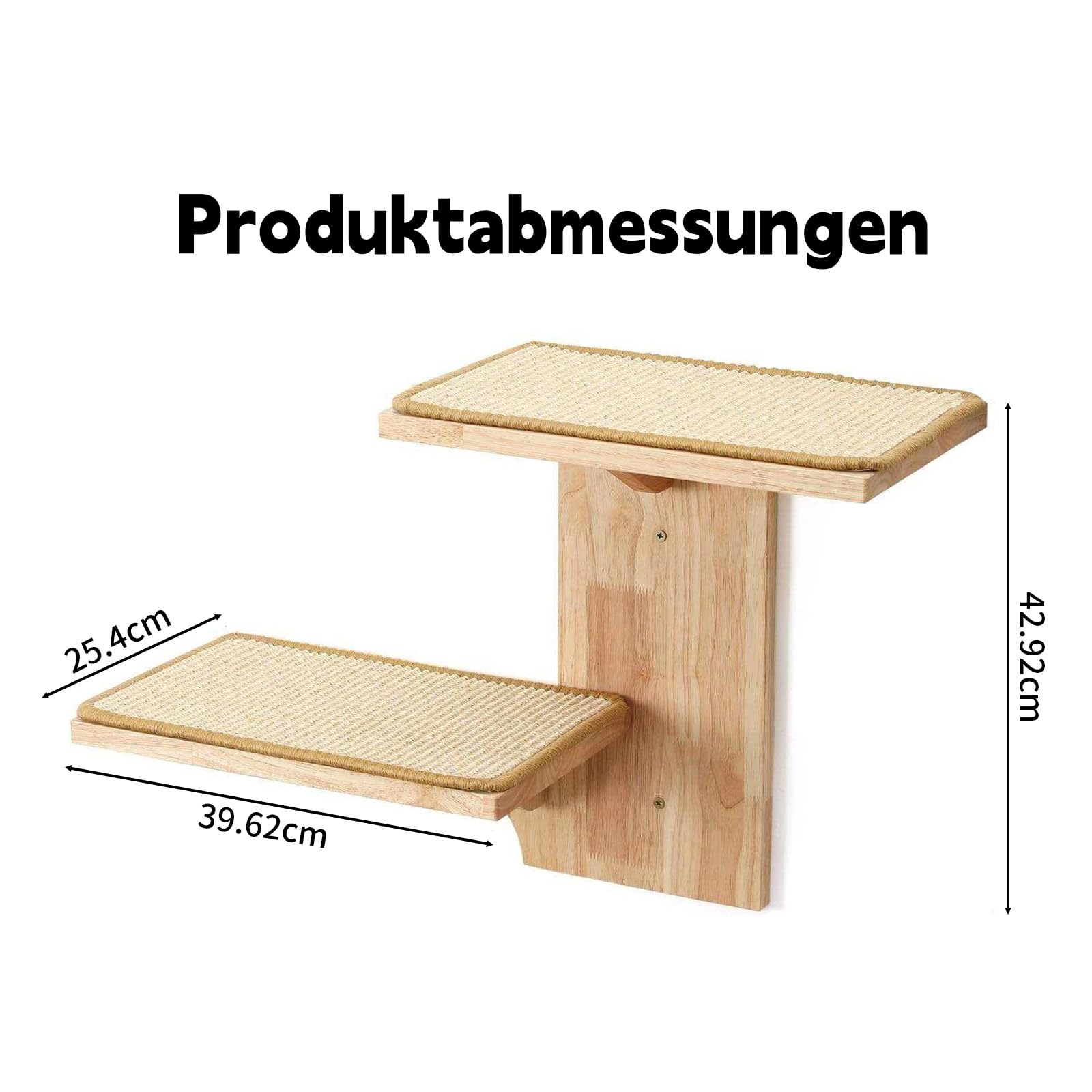 Katzen Wandelemente mit 2 Plattform, 41 cm Kletterwand Katze mit Matte zum Klettern, Spielen, Kratzen (Verschleißfeste Matte)