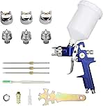 HVLP Spray Gun with Replaceable 1.4mm 1.7mm 2.0mm Nozzles Needle Cap Automotive Air Paint Sprayer Gun Kit with 600cc Capacity Cup for Car Primer,Furniture Surface Spraying,Wall Painting,Base Coatings