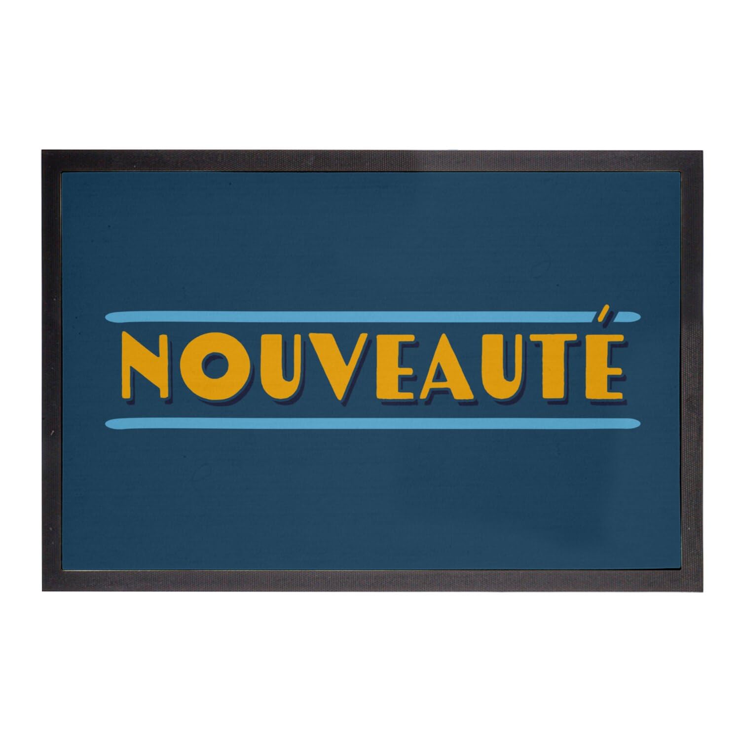 Paillasson bleu Art Déco rétro pour créer une entrée accueillante de 75x50cm
