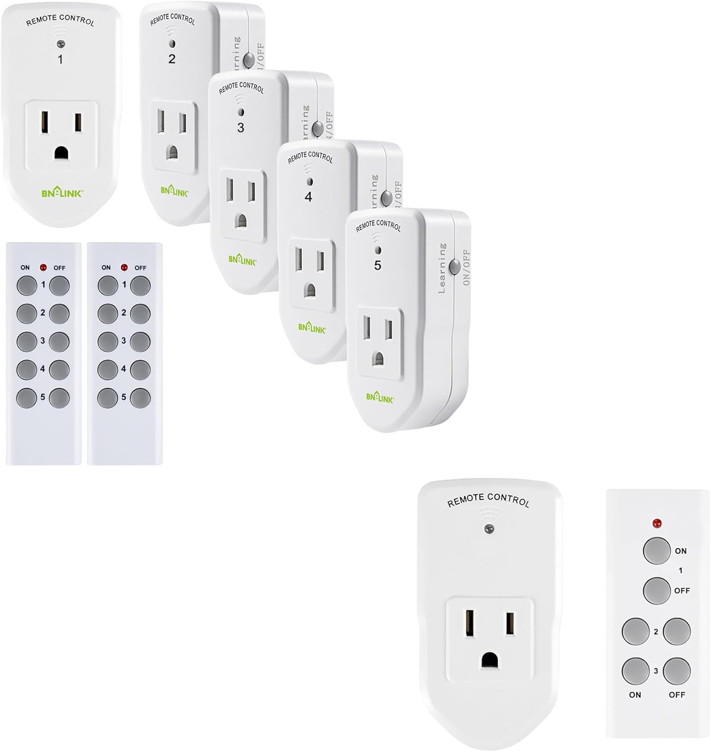 BNLINK Wireless Remote Control Electrical Outlet Switch for Lights, Fans, Christmas Lights