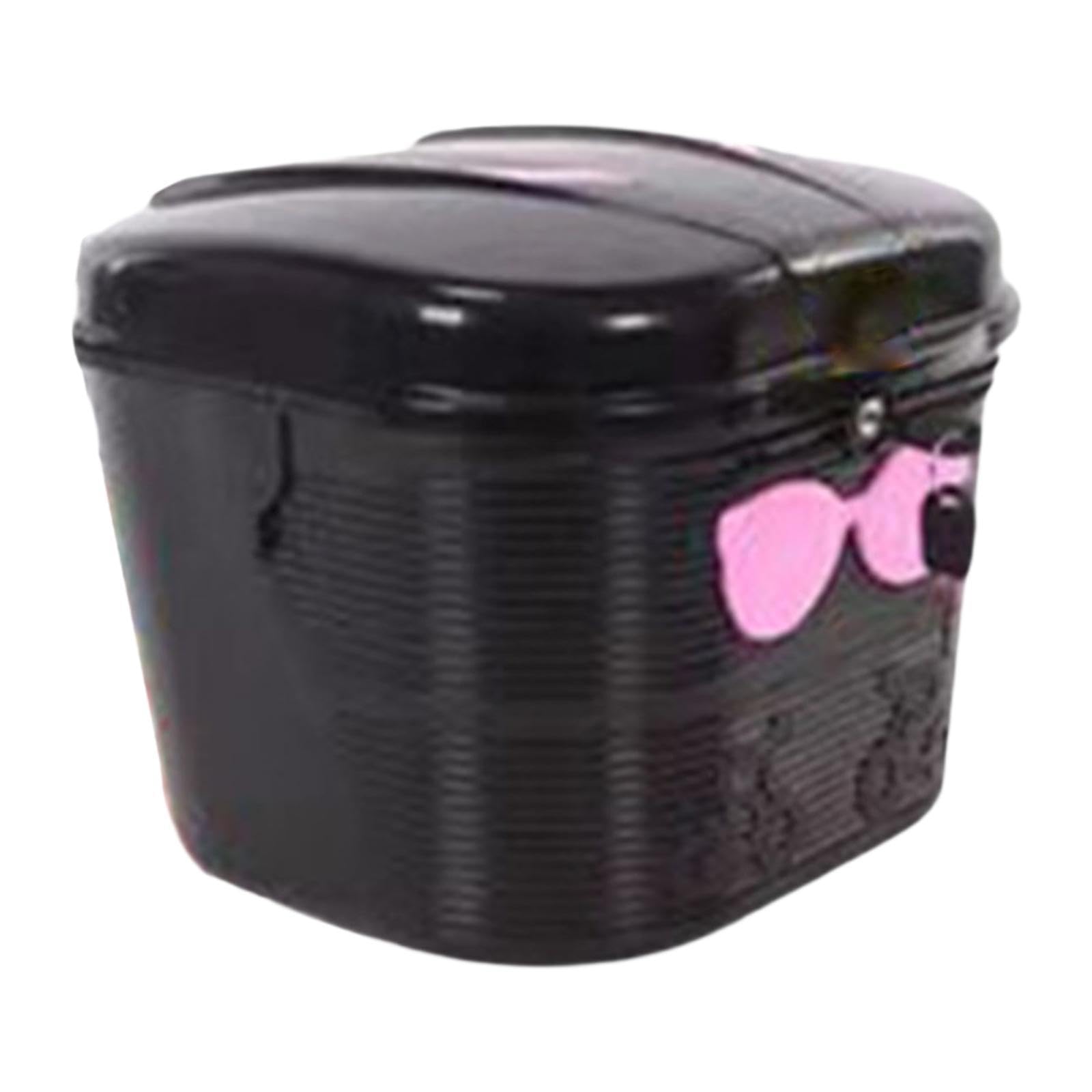 FytStycale Electric Bike Basket Front Mounted Storage Box Lock Design 20L Large Capacity with Lid Heavy Duty Basket for Biking, Black Pink
