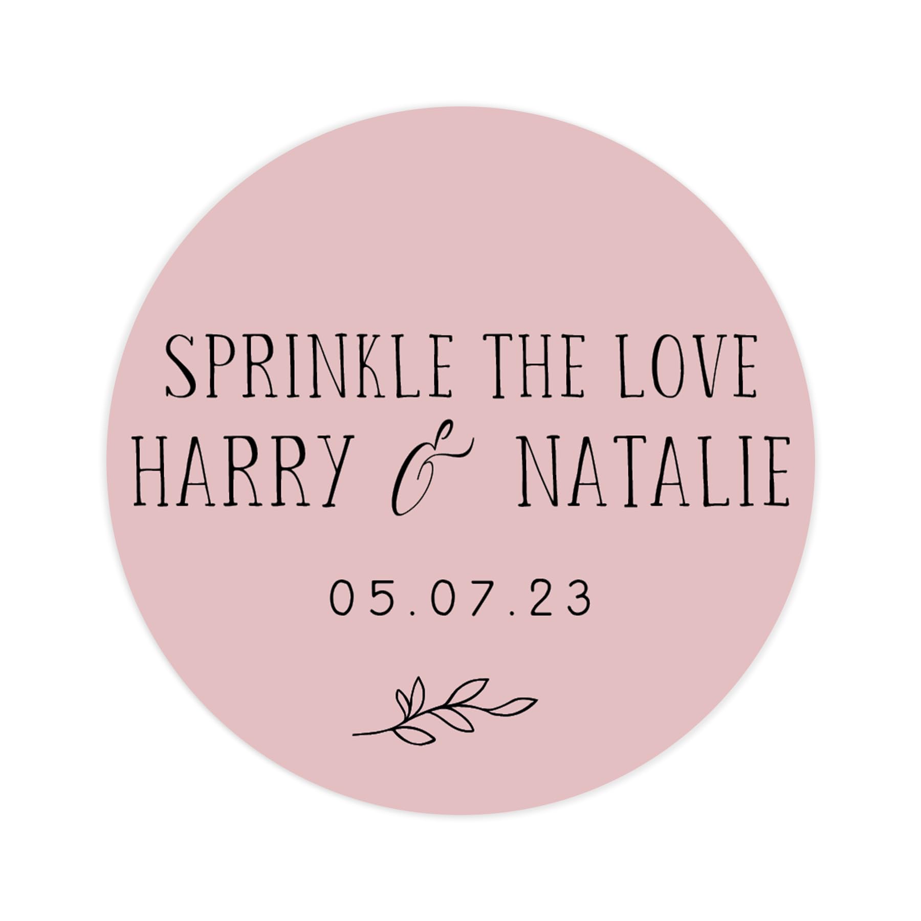 Personalised sprinkle the love wedding stickers | wedding labels | favor sticker | wedding favors thank you stickers | 35 round stickers - per sheet (Pink)