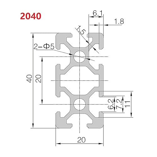 Miniatura 7 de CNCYEAH Perfil de aluminio extrusión 2020 1,640.4ft, 2 piezas de ranura en T, estándar europeo, anodizado, CNC 3D, piezas de impresora europea,