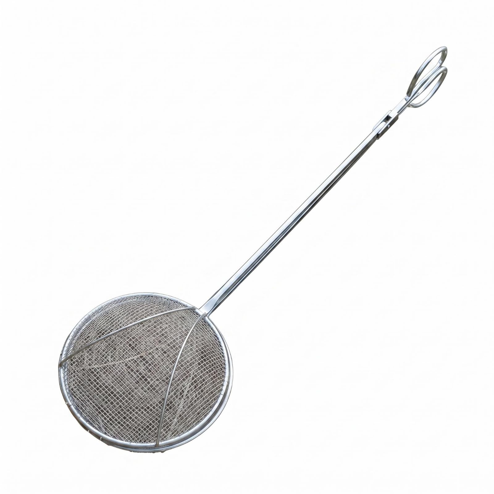 predolo Épuisette de Pêche Extérieure Épuisette Filet Métallique Panier Circulaire Maille Fine INOX Manche Long Prise Confortable Crevettes Poissons Adaptée aux Ports Lacs, 60 Cm