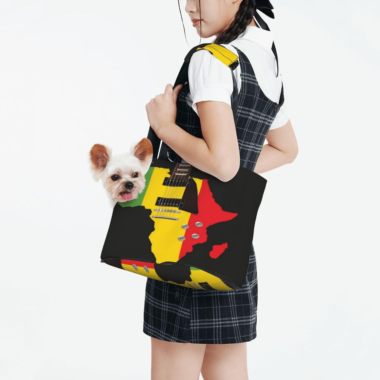 Black History Pride Guitar Portable Pet Purse Carrier Sling, Hands-Free Travel Dog and Cat Carrier for Small Dogs and Cats