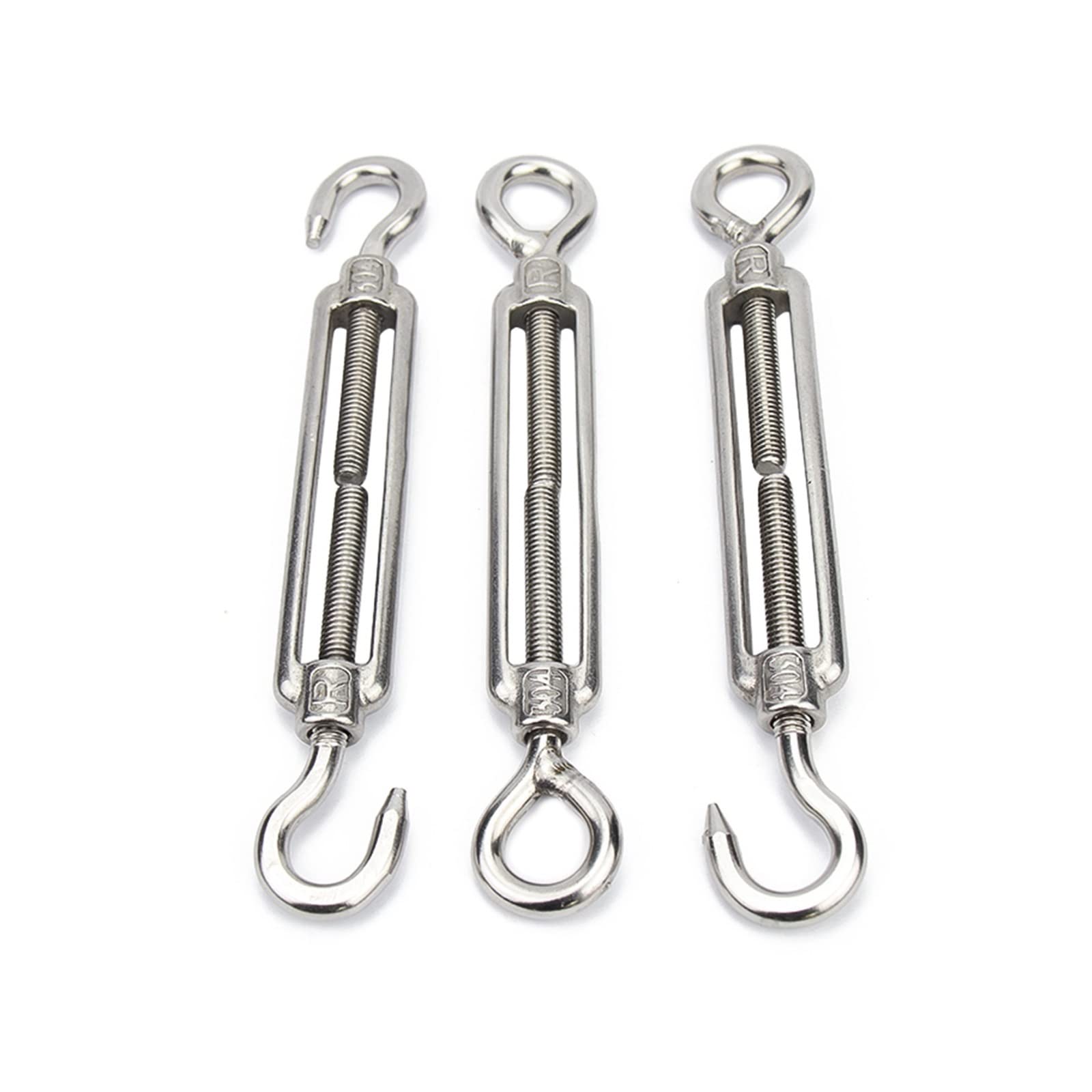 PULaif Turnbuckle Wire Tensioner, Stainless Steel 304 Chain Rigging Hooks And Eye Turnbuckle Wire Rope M4 M5 M6 M8 OC OO CC(M6 Oo Type)