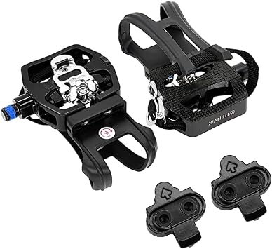 Thinvik Pedals with Toe Cage for SPD Cleats & Regular Shoes - Dual Sided Exercise Pedals Compatible with Shimano SPD 9/16 Spindle for Peloton/Indoor Cycling