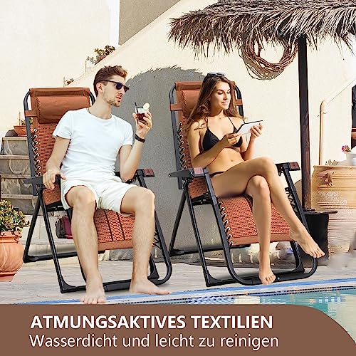 KangHing Liegestuhl Klappbar Sonnenliege Garten mit Verstellbarem Kopfpolster und Rückenlehne, Ergonomisch und Atmungsaktiv, Gartenliege für Strand, Schwimmbad – Bild 3