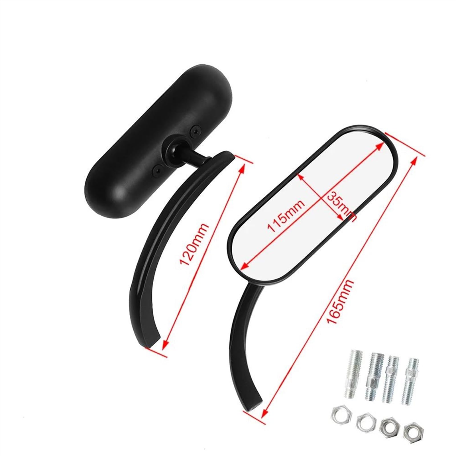 1 paire Rétroviseur Ovale De Moto, Rétroviseurs Latéraux De 8mm Et 10mm Pour Harley Sportster Chopper Breakout Electra Glide Dyna Softail Rétroviseur latéral(Argent)
