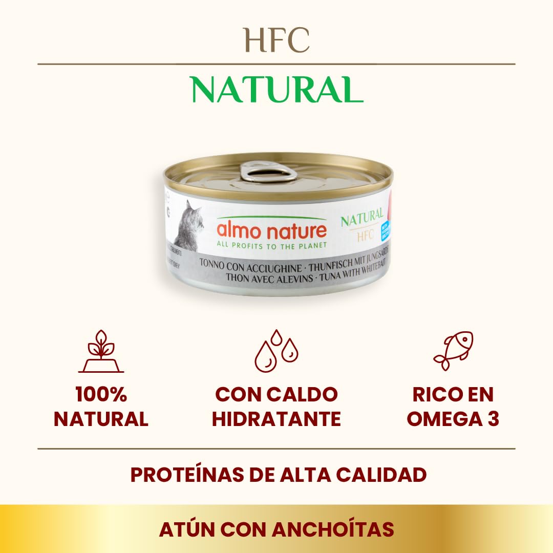almo nature HFC - Alimento Natural para Gatos Adultos, 100% atún con Carnero Blanco, 150 g x 24