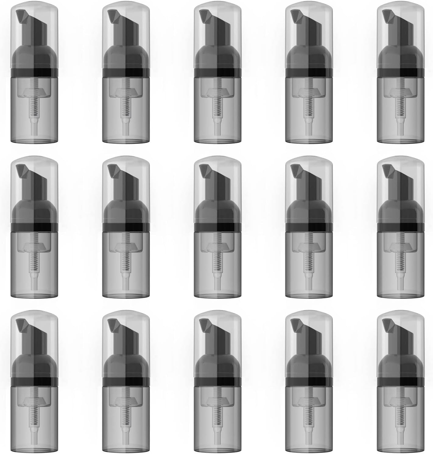 LONGWAY 15PCS Foam Bottle Pump,1OZ Mini Foam Bottle Dispenser (Black+Gray)